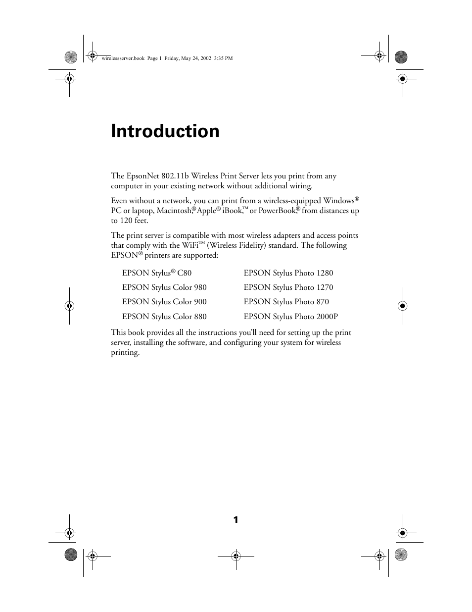 Introduction | Epson 80211b User Manual | Page 5 / 68