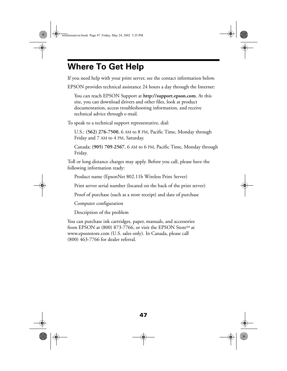 Where to get help | Epson 80211b User Manual | Page 51 / 68