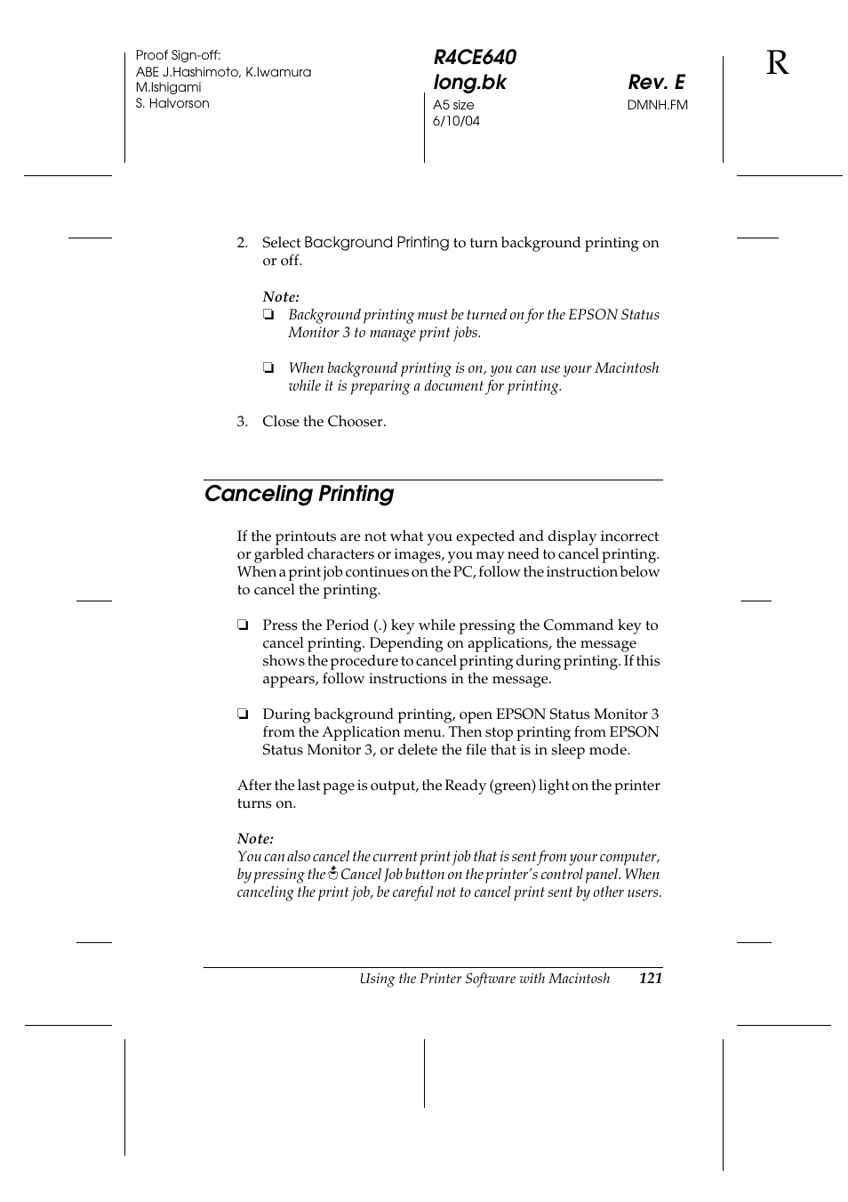 Canceling printing | Epson AcuLaser C3000 User Manual | Page 121 / 316