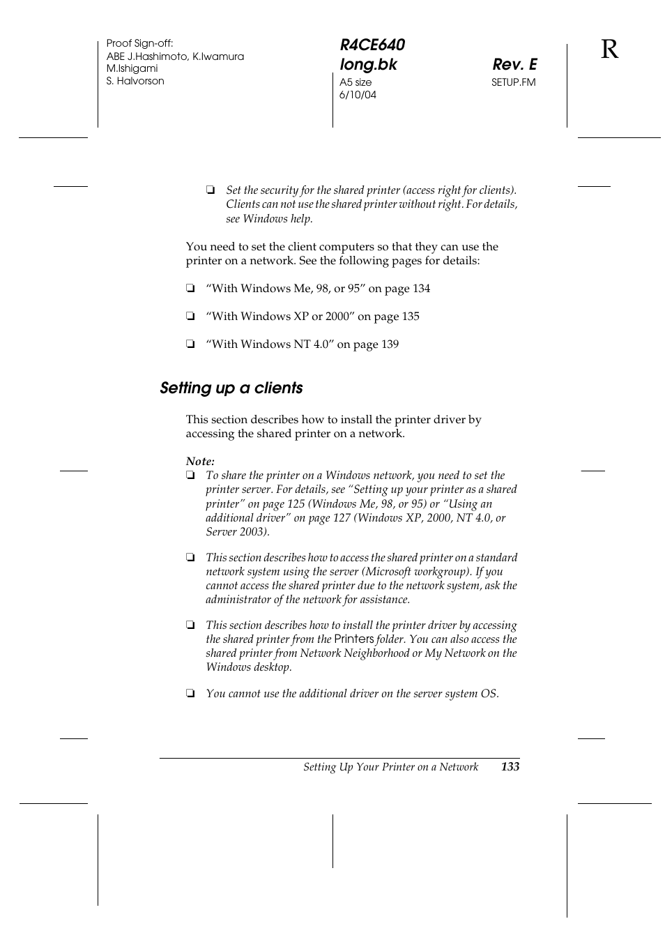 Setting up a clients | Epson AcuLaser C3000 User Manual | Page 133 / 316
