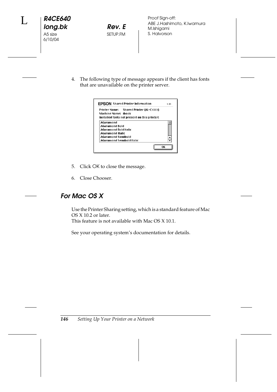 For mac os x, R4ce640 long.bk rev. e | Epson AcuLaser C3000 User Manual | Page 146 / 316