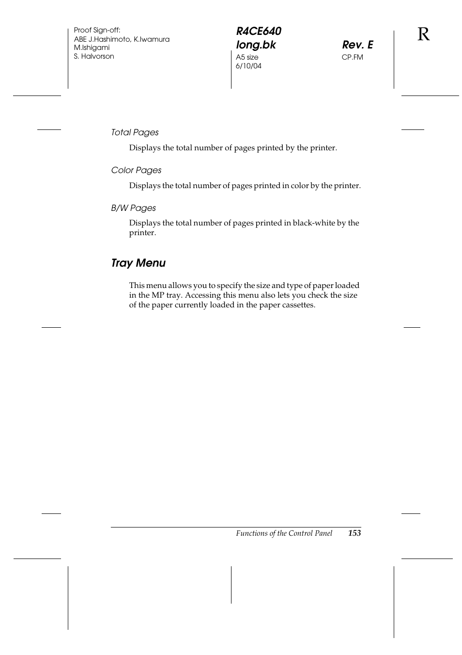 Tray menu | Epson AcuLaser C3000 User Manual | Page 153 / 316