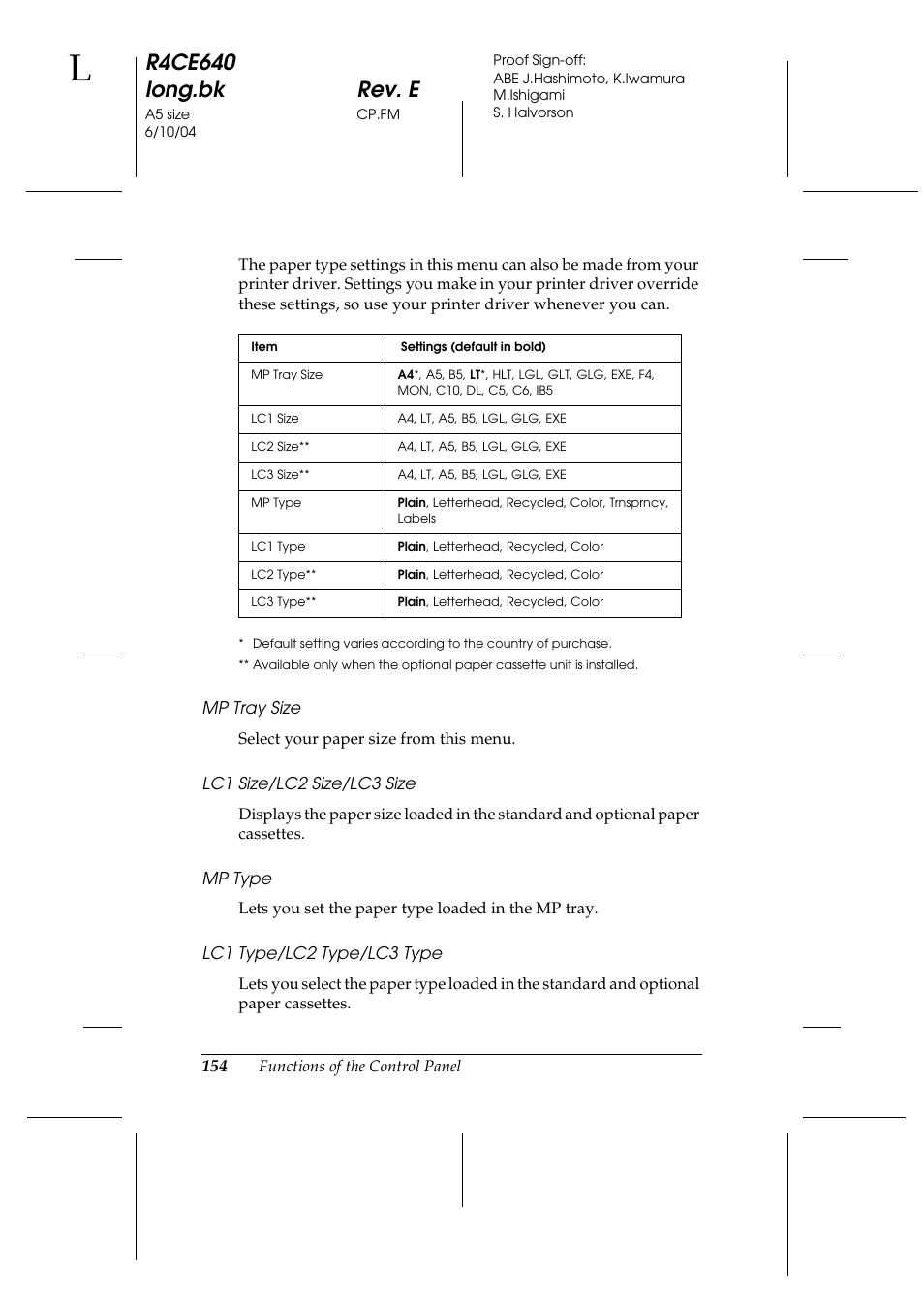 R4ce640 long.bk rev. e | Epson AcuLaser C3000 User Manual | Page 154 / 316