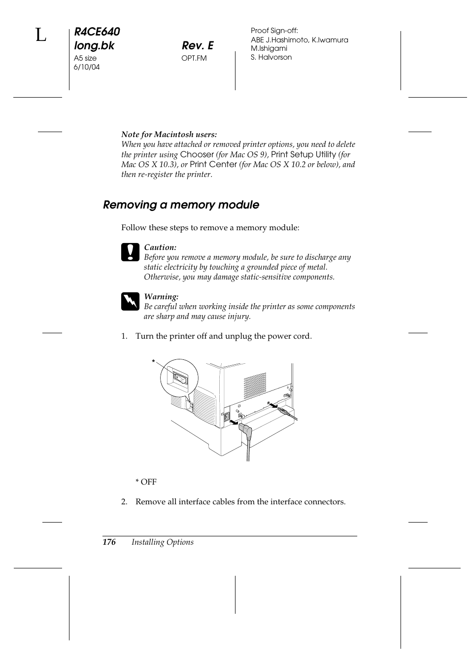 Removing a memory module | Epson AcuLaser C3000 User Manual | Page 176 / 316