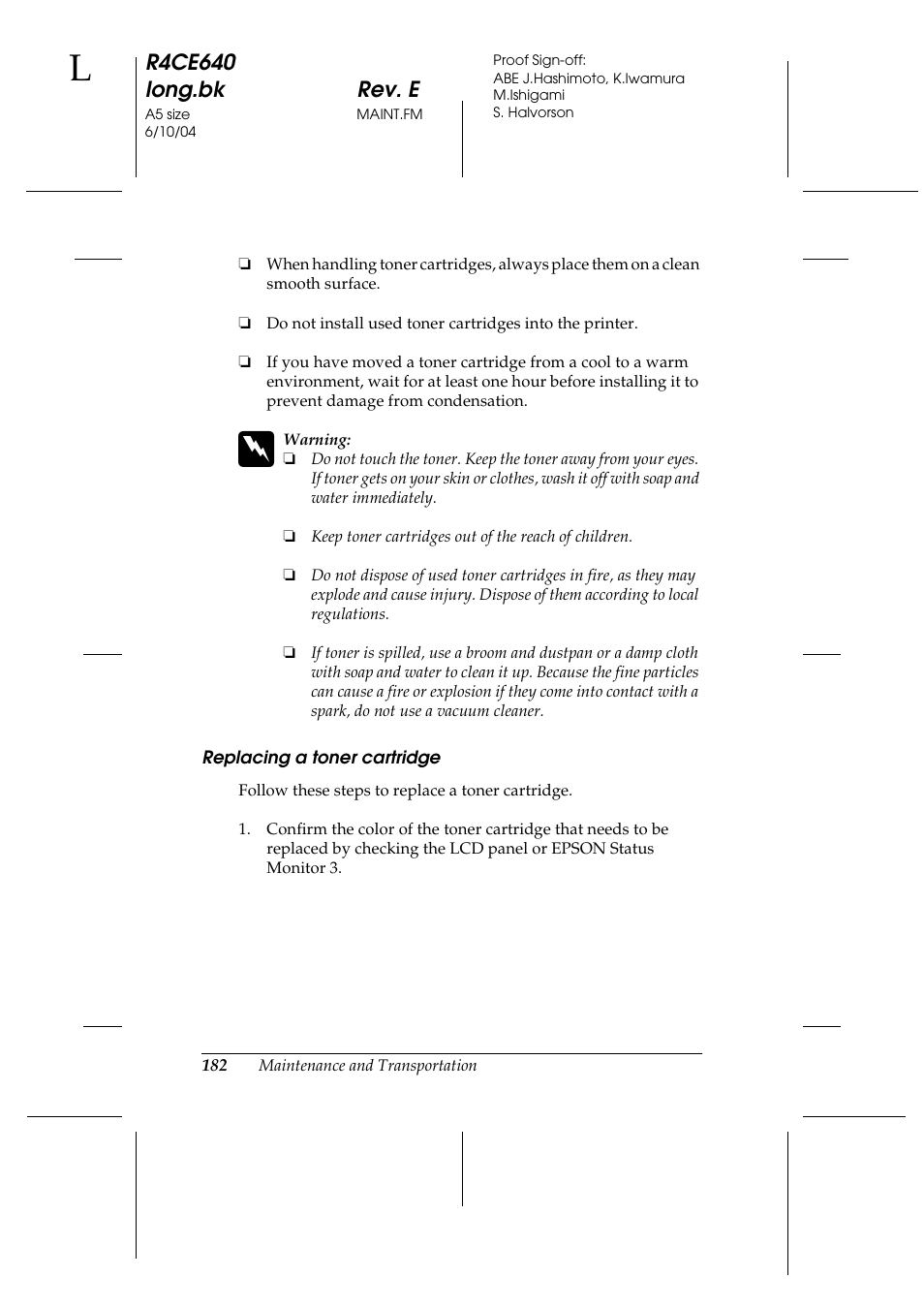 R4ce640 long.bk rev. e | Epson AcuLaser C3000 User Manual | Page 182 / 316