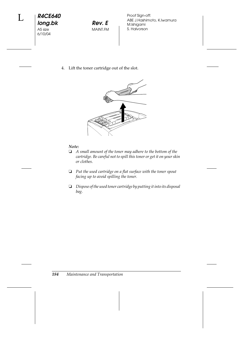 R4ce640 long.bk rev. e | Epson AcuLaser C3000 User Manual | Page 184 / 316