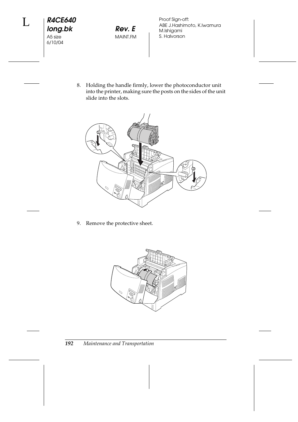 R4ce640 long.bk rev. e | Epson AcuLaser C3000 User Manual | Page 192 / 316