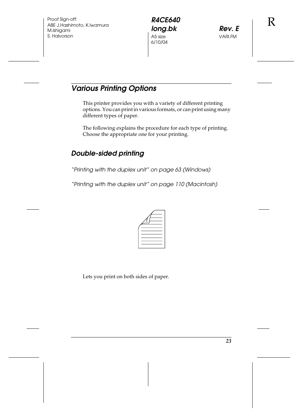 Various printing options, Double-sided printing | Epson AcuLaser C3000 User Manual | Page 23 / 316