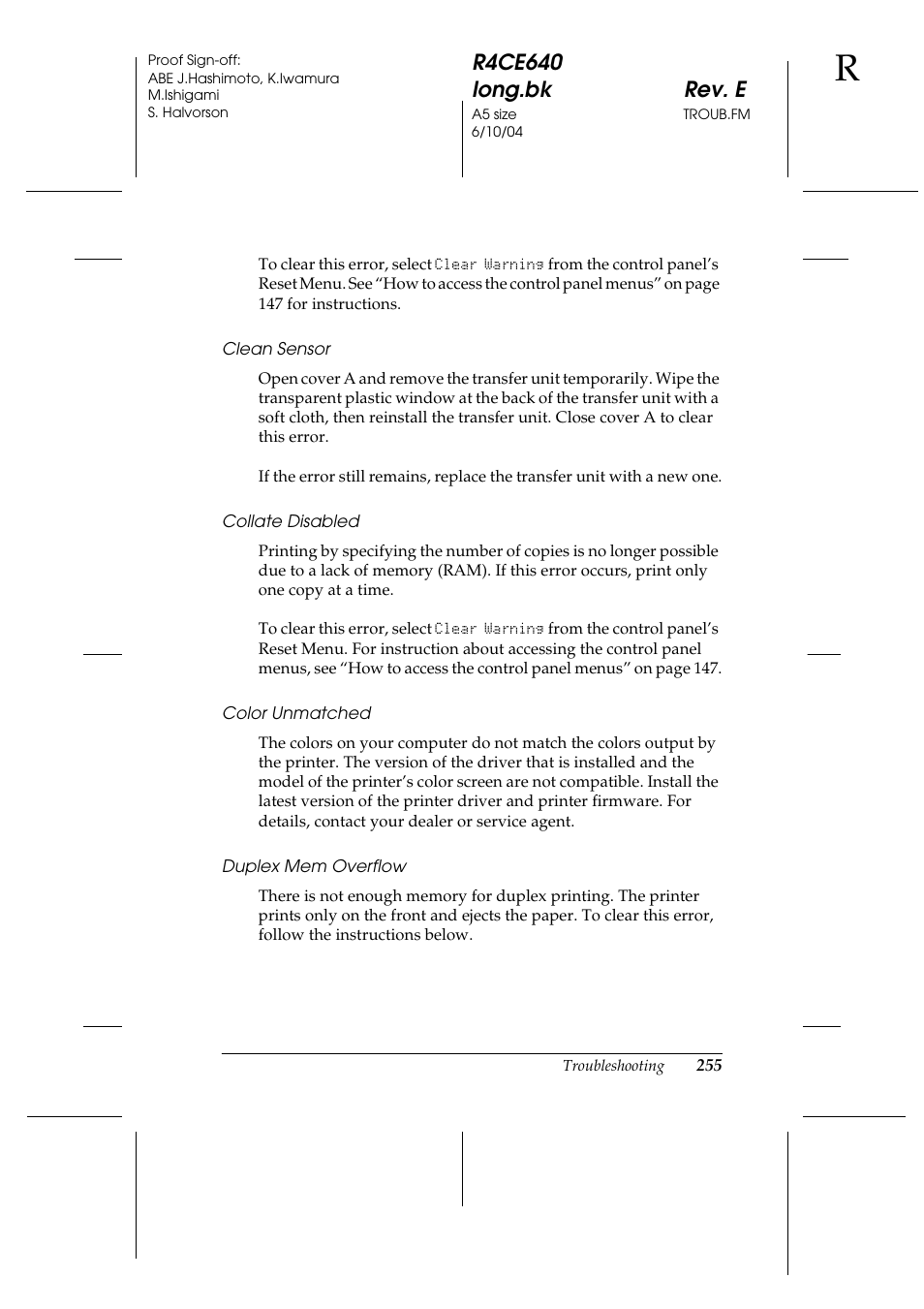 Epson AcuLaser C3000 User Manual | Page 255 / 316