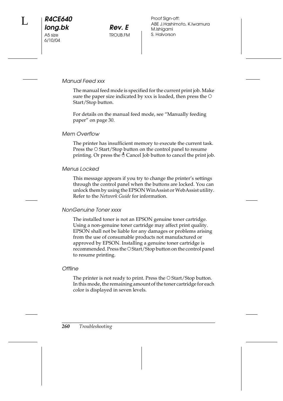 R4ce640 long.bk rev. e | Epson AcuLaser C3000 User Manual | Page 260 / 316