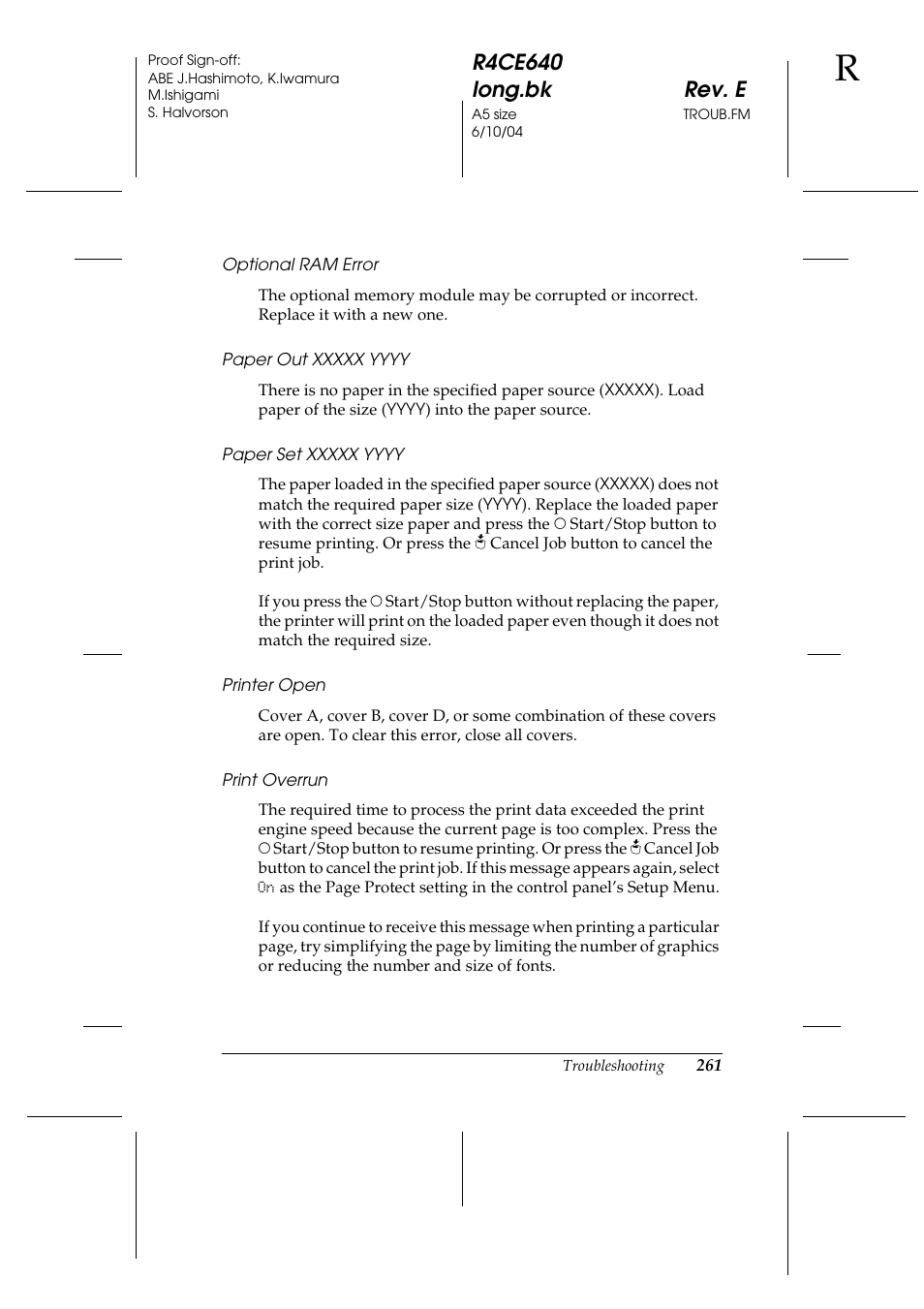 Epson AcuLaser C3000 User Manual | Page 261 / 316