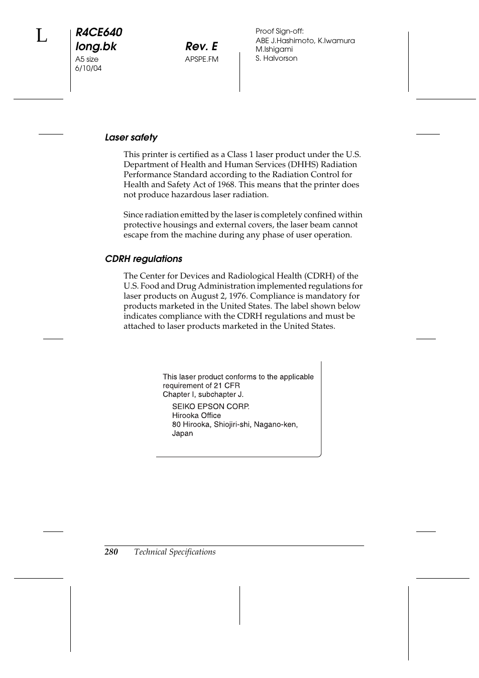 R4ce640 long.bk rev. e | Epson AcuLaser C3000 User Manual | Page 280 / 316