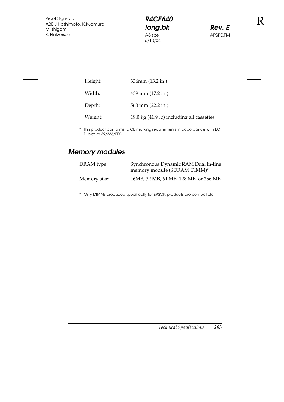 Memory modules | Epson AcuLaser C3000 User Manual | Page 283 / 316