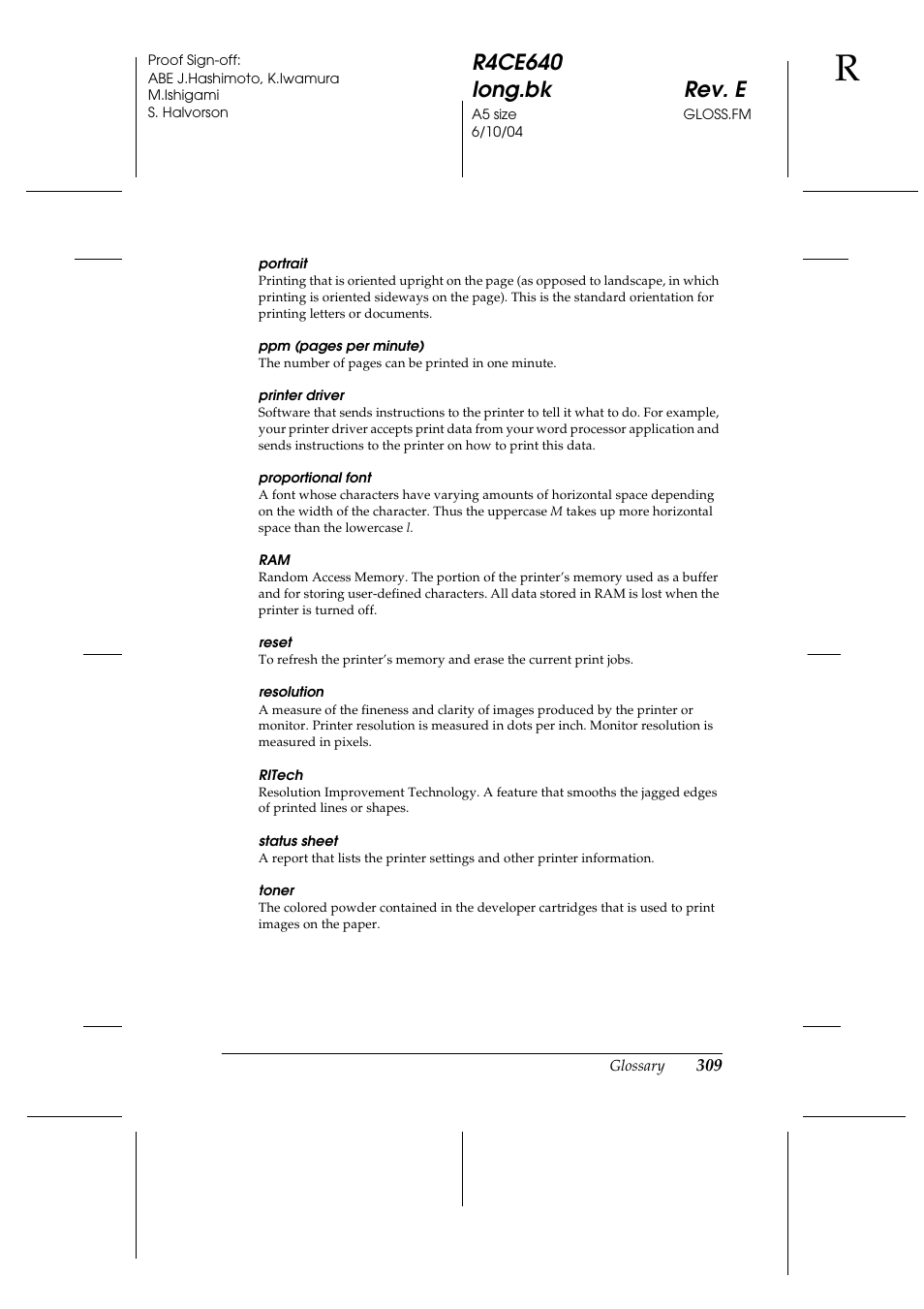 R4ce640 long.bk rev. e | Epson AcuLaser C3000 User Manual | Page 309 / 316