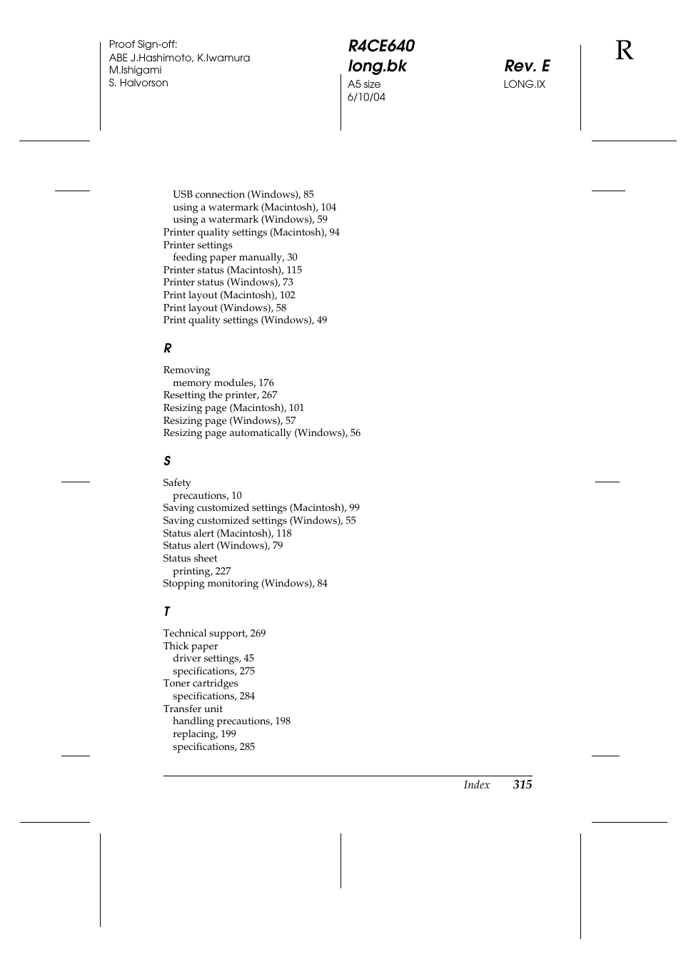 R4ce640 long.bk rev. e | Epson AcuLaser C3000 User Manual | Page 315 / 316