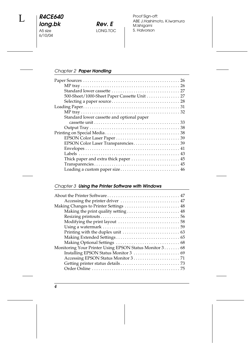 R4ce640 long.bk rev. e | Epson AcuLaser C3000 User Manual | Page 4 / 316