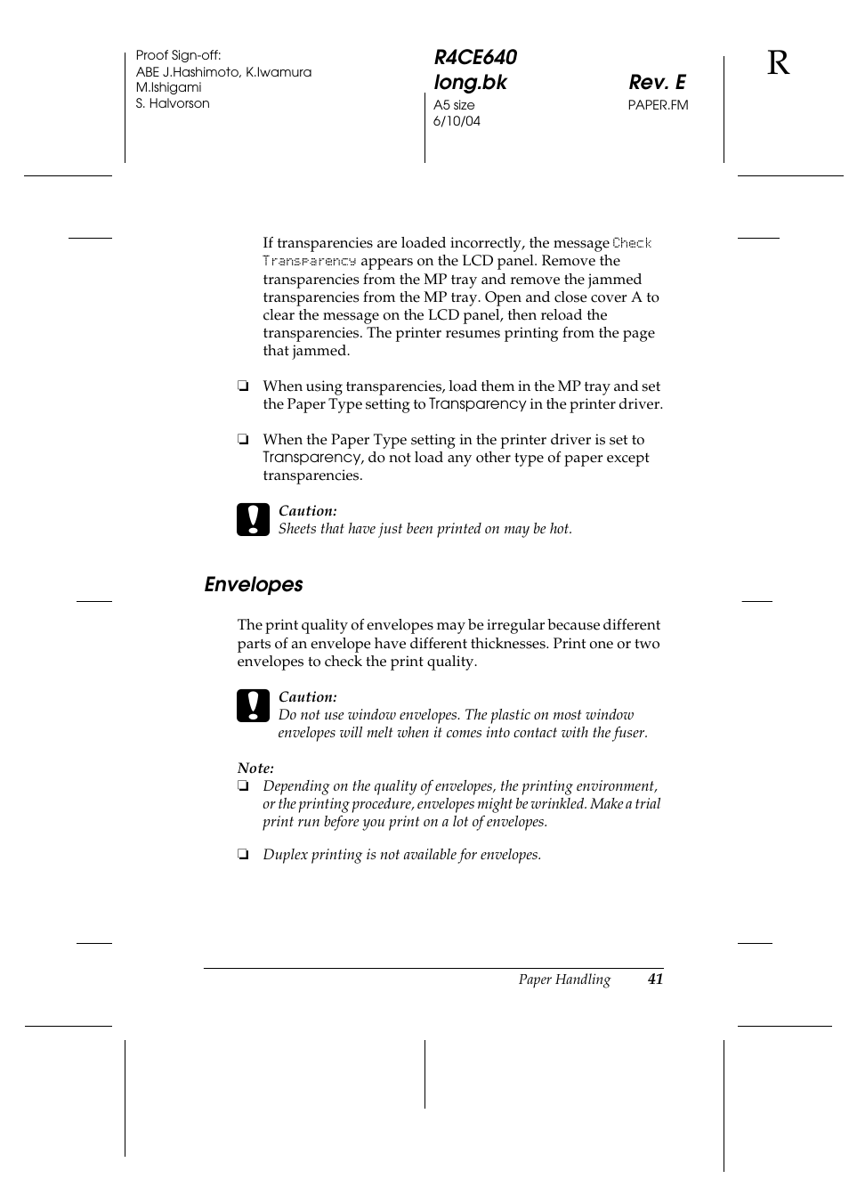 Envelopes | Epson AcuLaser C3000 User Manual | Page 41 / 316