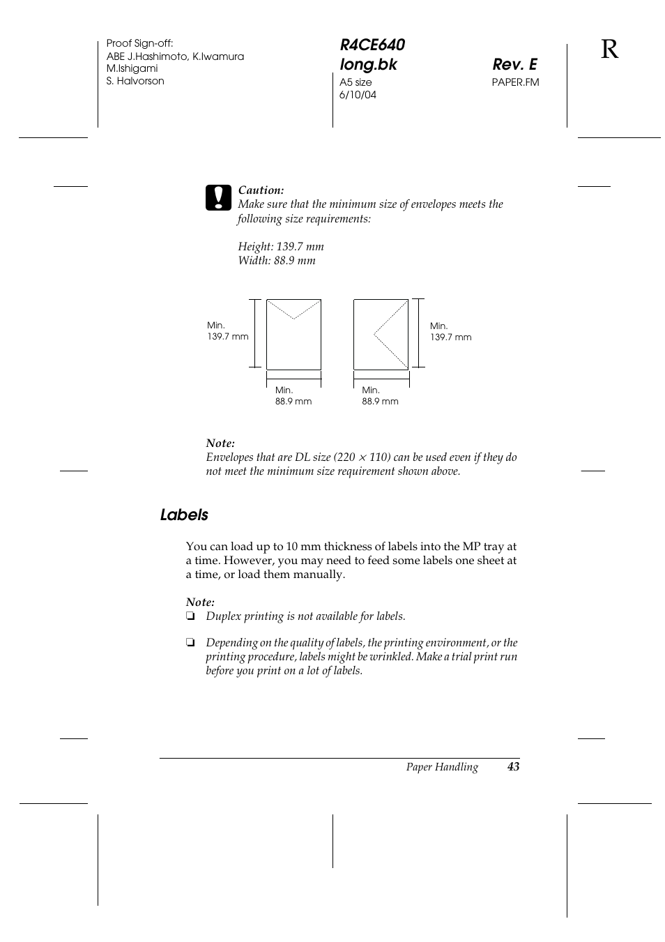 Labels | Epson AcuLaser C3000 User Manual | Page 43 / 316