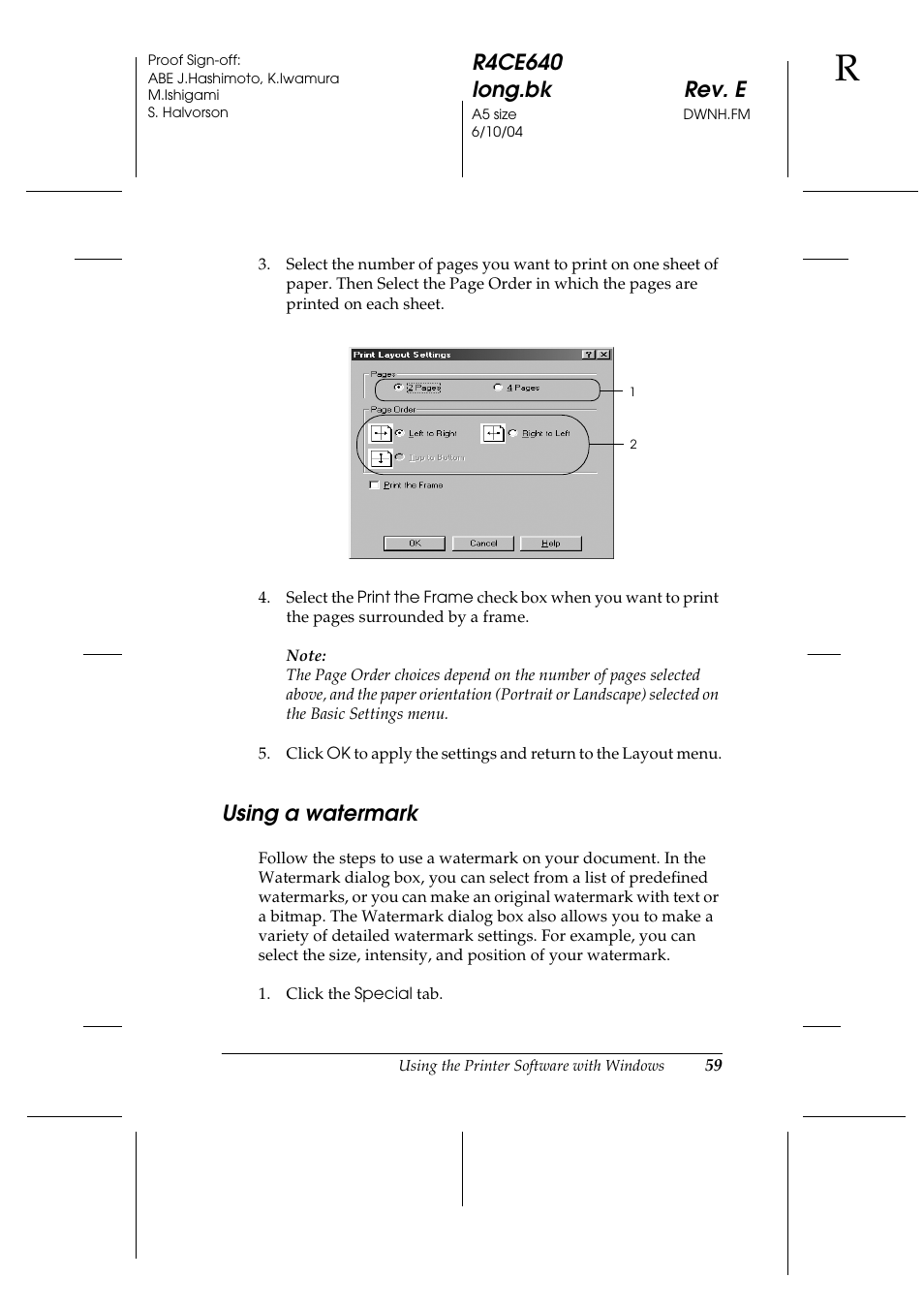 Using a watermark | Epson AcuLaser C3000 User Manual | Page 59 / 316
