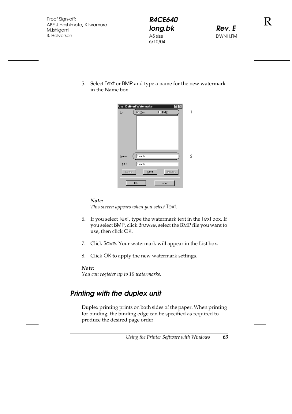 Printing with the duplex unit | Epson AcuLaser C3000 User Manual | Page 63 / 316