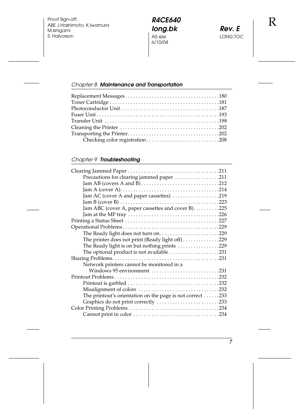 R4ce640 long.bk rev. e | Epson AcuLaser C3000 User Manual | Page 7 / 316