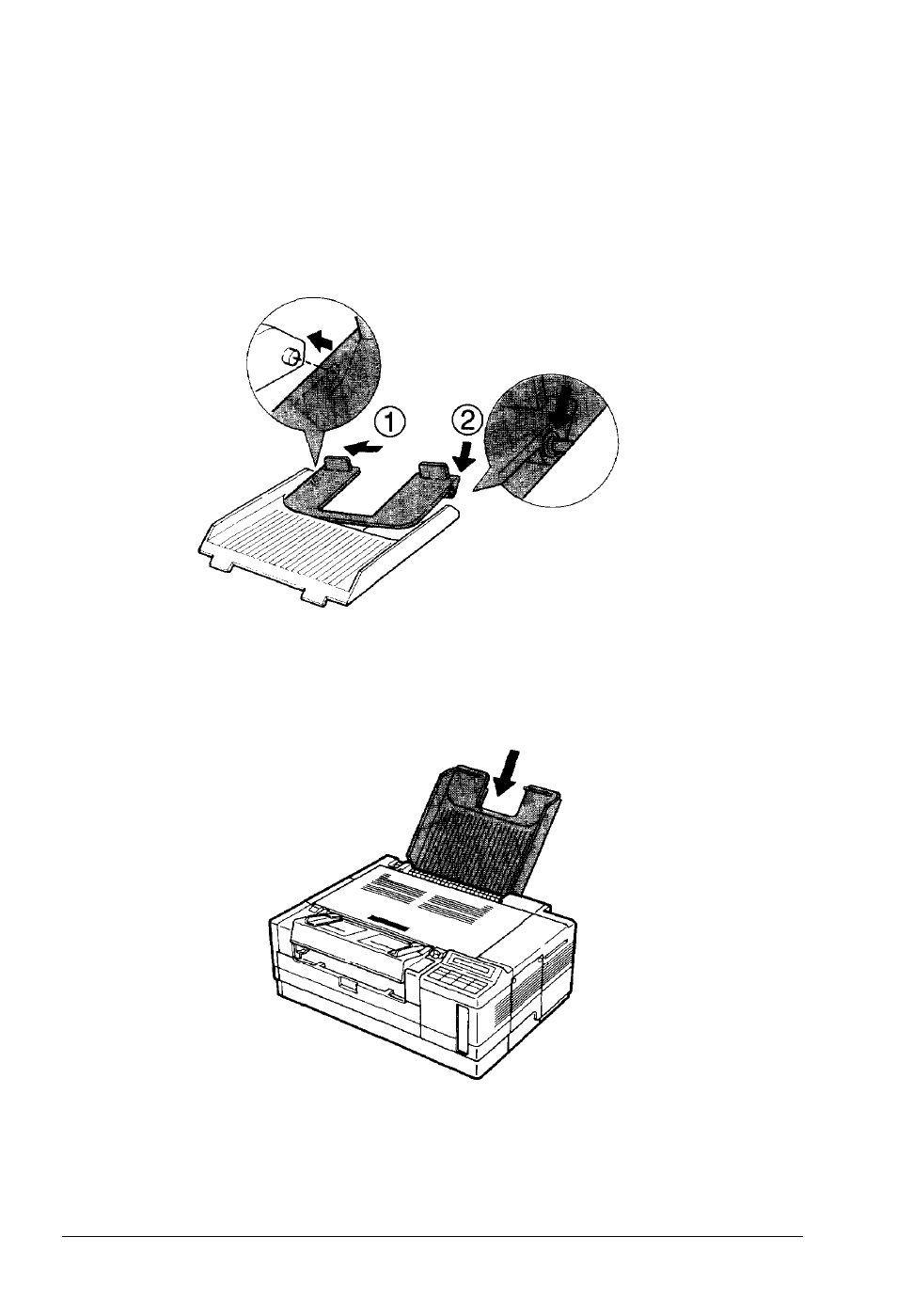 Installing the output tray | Epson Action Laser II User Manual | Page 35 / 299