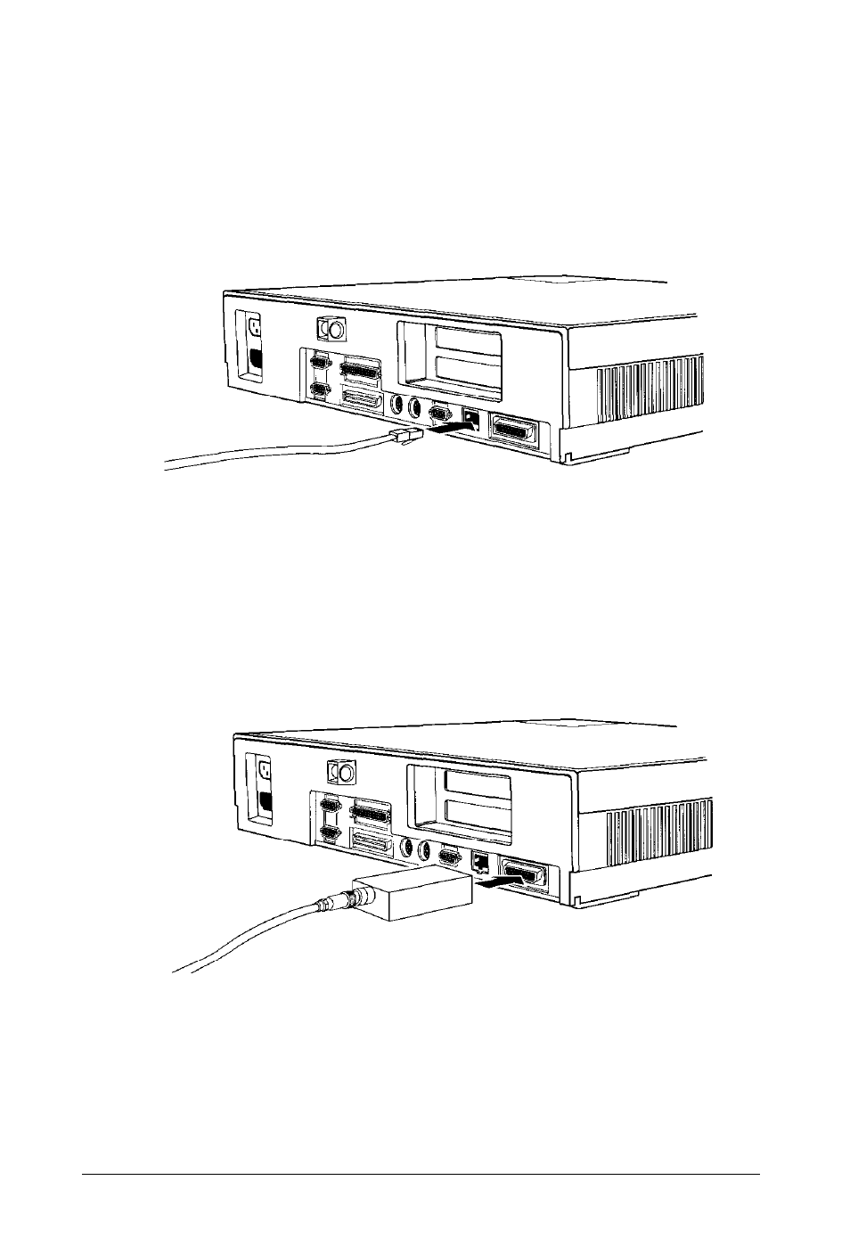 Connecting a tpe lan cable, Connecting an aui lan cable | Epson Express Station User Manual | Page 20 / 26