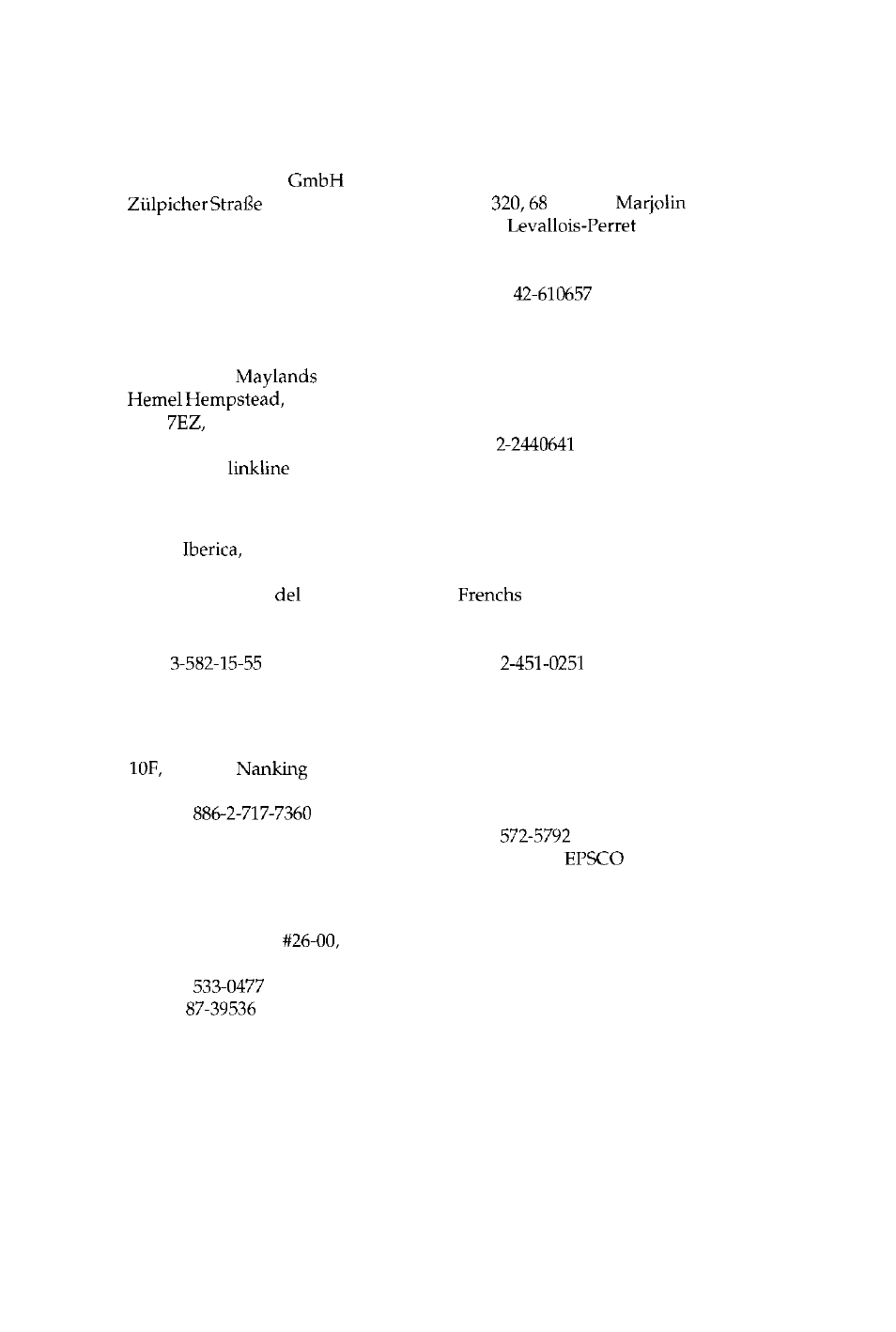 Epson overseas marketing locations | Epson Express Station User Manual | Page 25 / 26