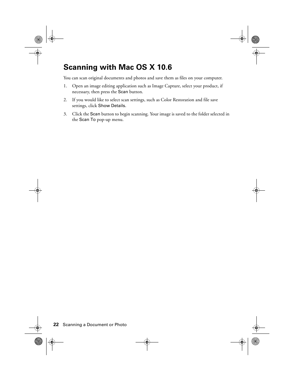 Scanning with mac os x 10.6 | Epson Artisan 837 User Manual | Page 22 / 44