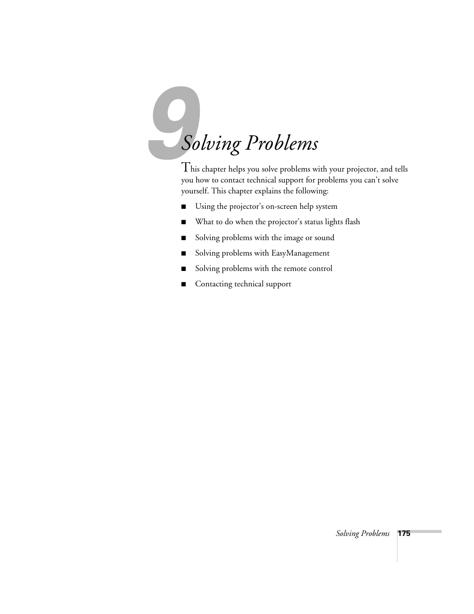 Solving problems | Epson 7850p User Manual | Page 175 / 224