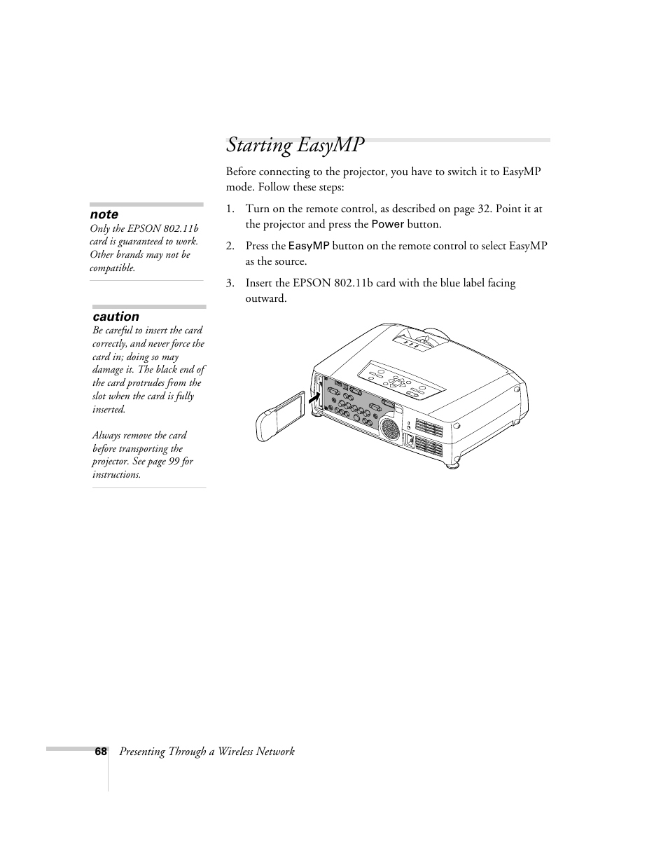 Starting easymp | Epson 7850p User Manual | Page 68 / 224