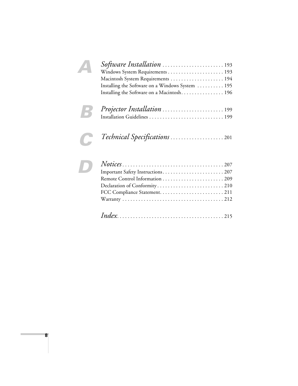 Epson 7850p User Manual | Page 8 / 224