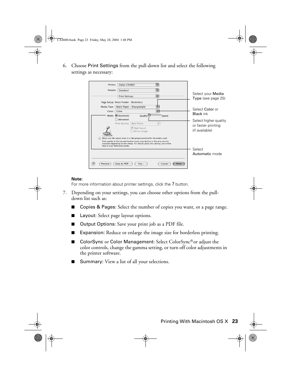 Epson Stylus CX4600 User Manual | Page 23 / 48