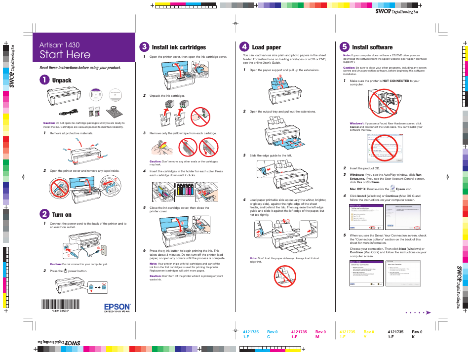 Epson Artisan 1430 User Manual | 4 pages