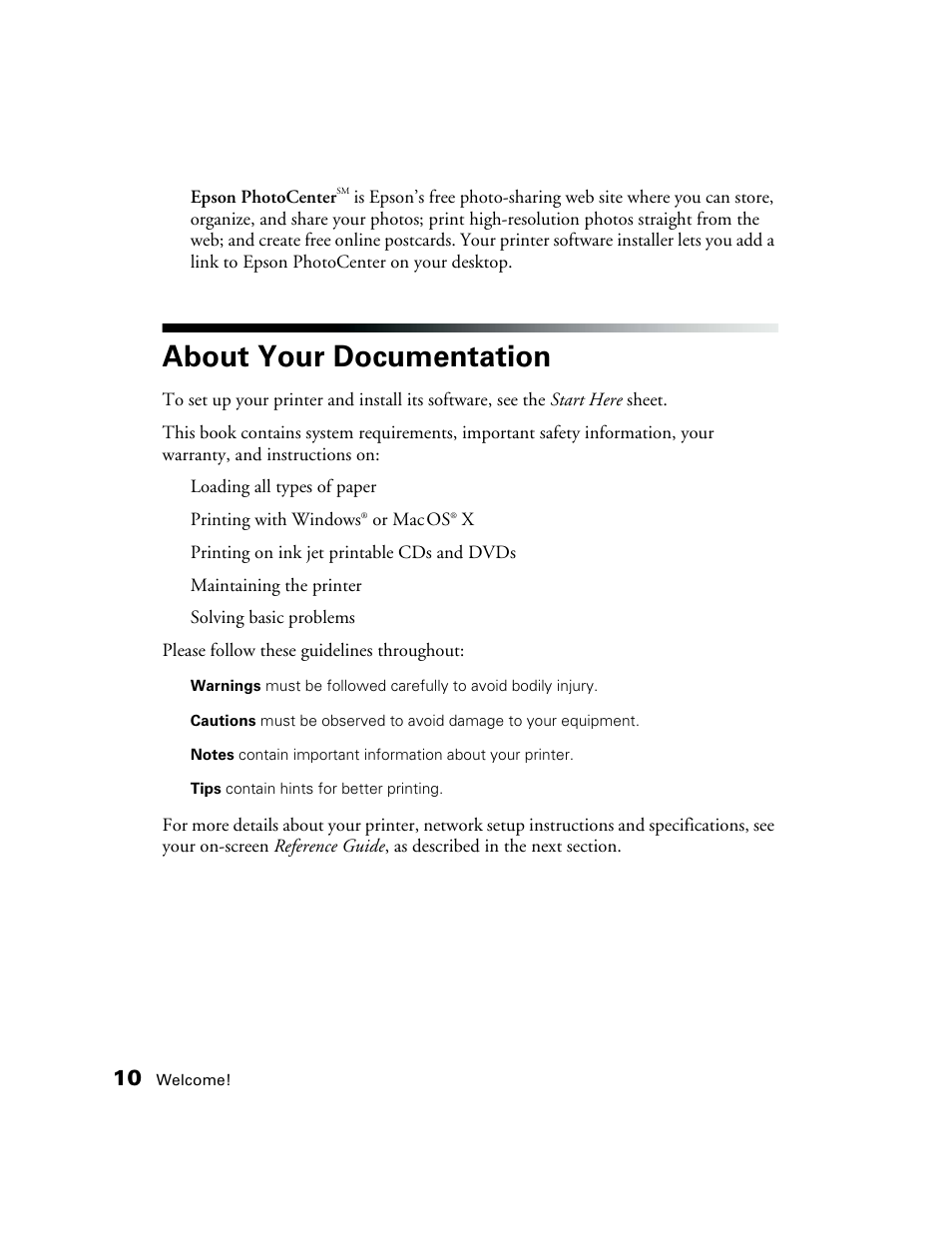 About your documentation | Epson CPD-19345R0 User Manual | Page 10 / 119