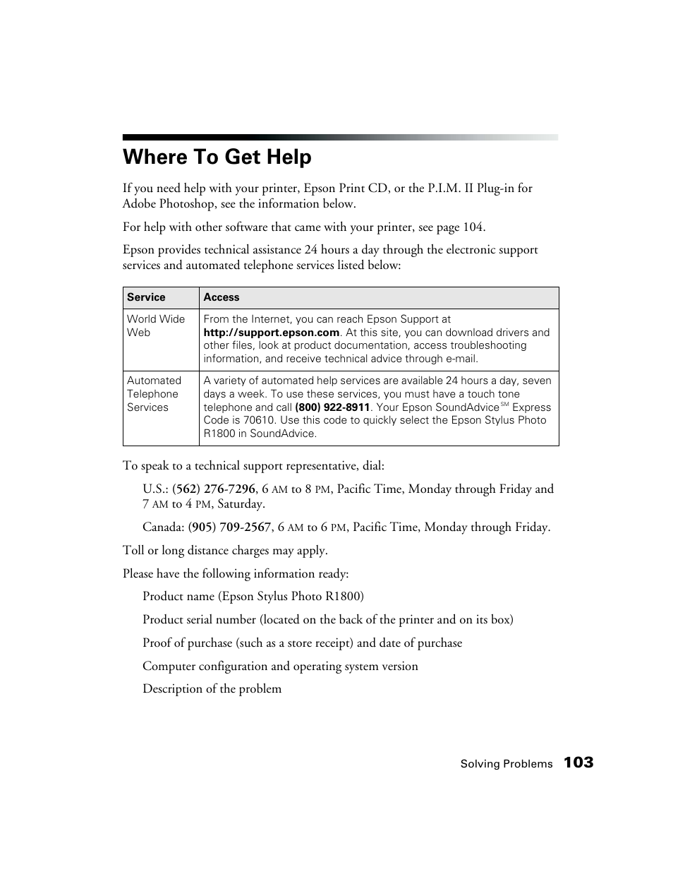 Where to get help | Epson CPD-19345R0 User Manual | Page 103 / 119