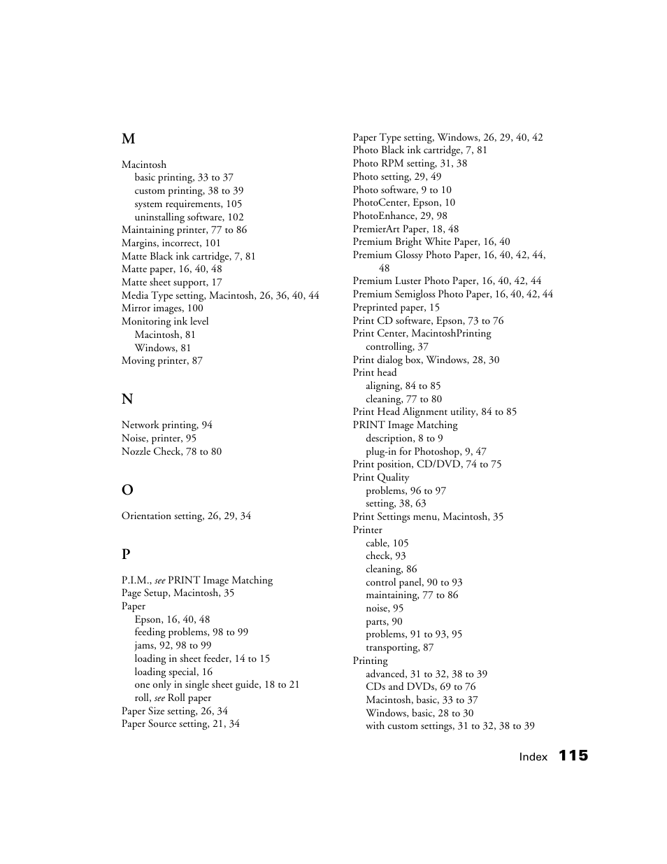 115 m | Epson CPD-19345R0 User Manual | Page 115 / 119