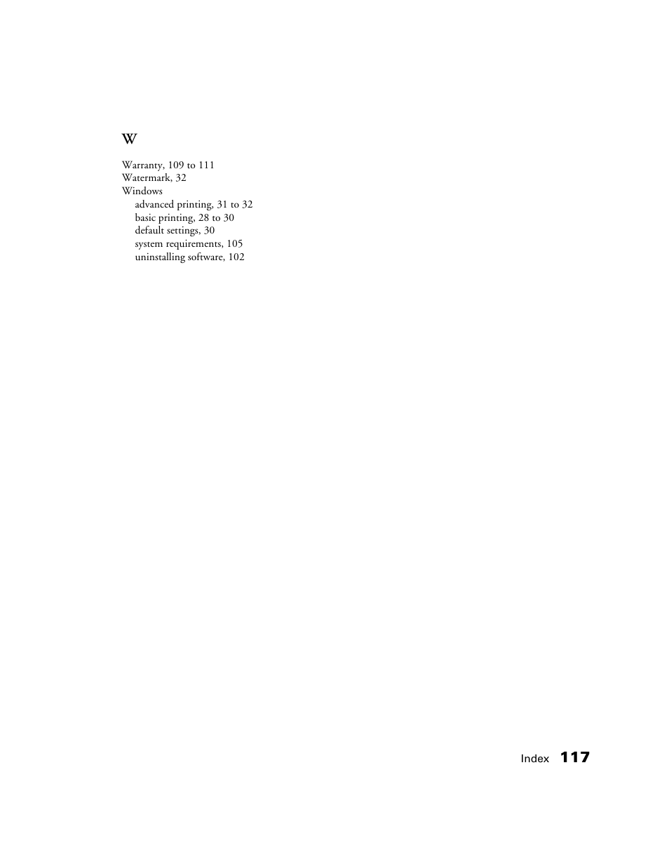 117 w | Epson CPD-19345R0 User Manual | Page 117 / 119