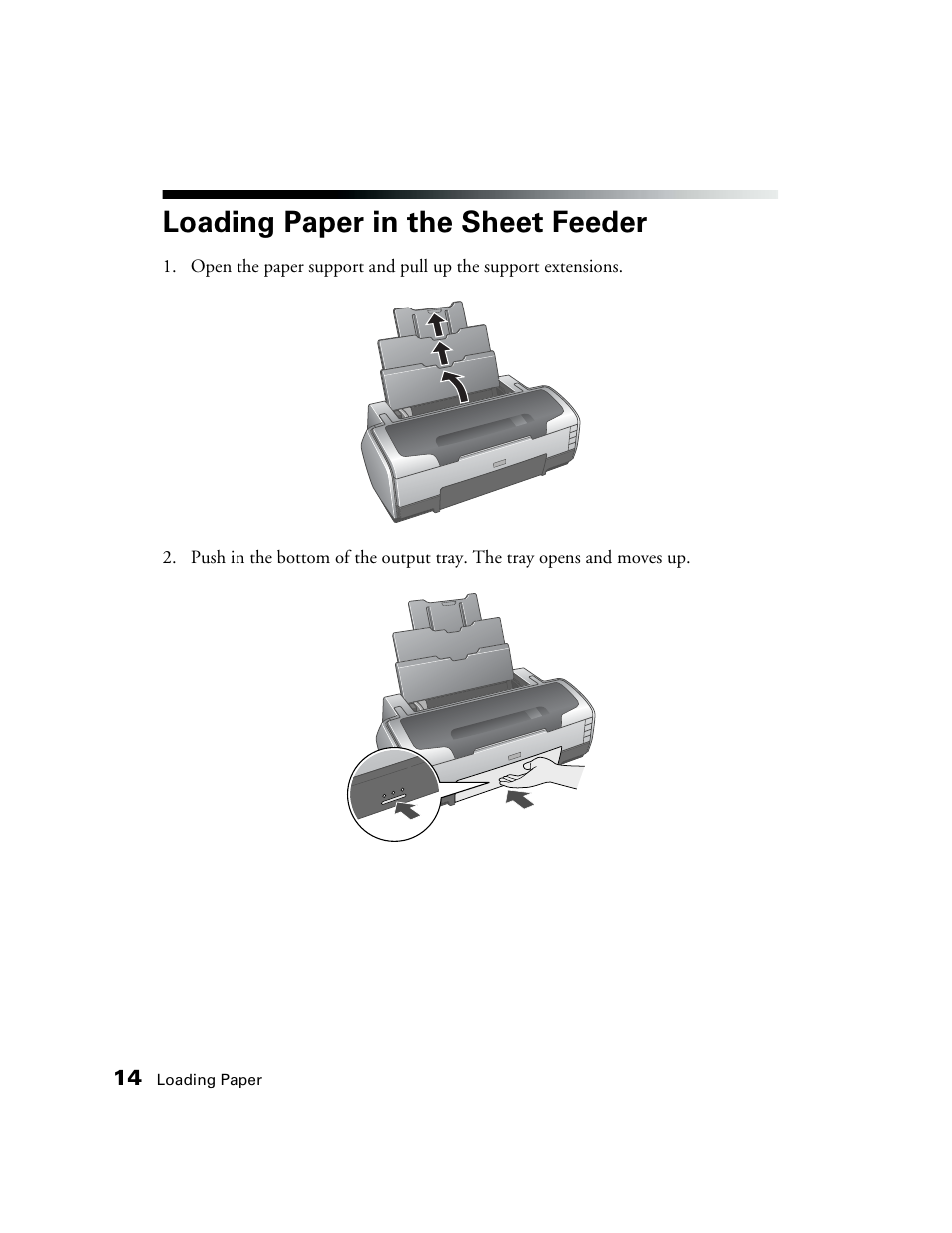 Loading paper in the sheet feeder | Epson CPD-19345R0 User Manual | Page 14 / 119