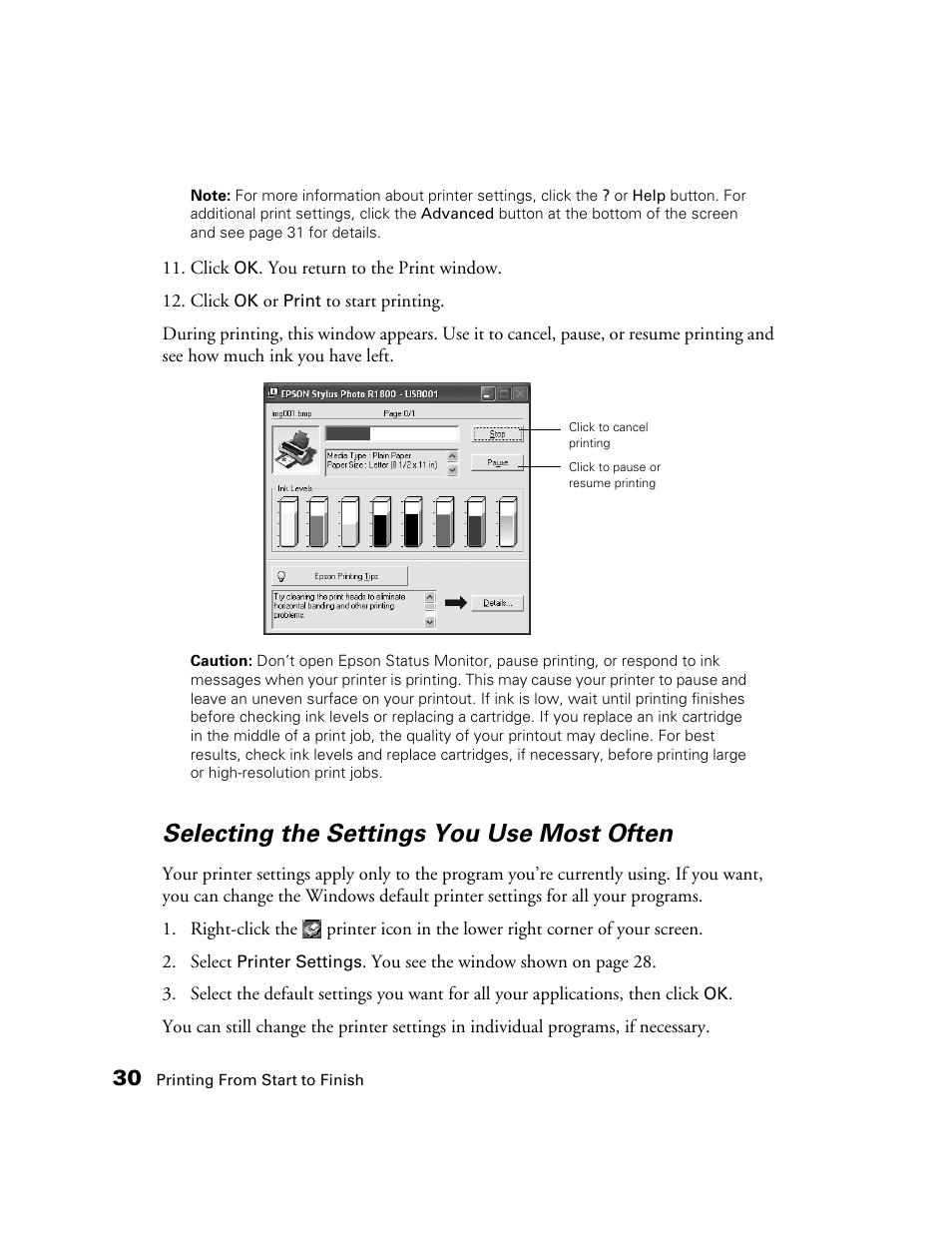 Selecting the settings you use most often | Epson CPD-19345R0 User Manual | Page 30 / 119