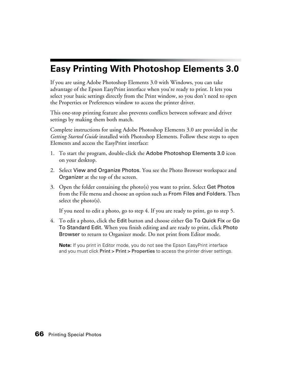 Easy printing with photoshop elements 3.0 | Epson CPD-19345R0 User Manual | Page 66 / 119