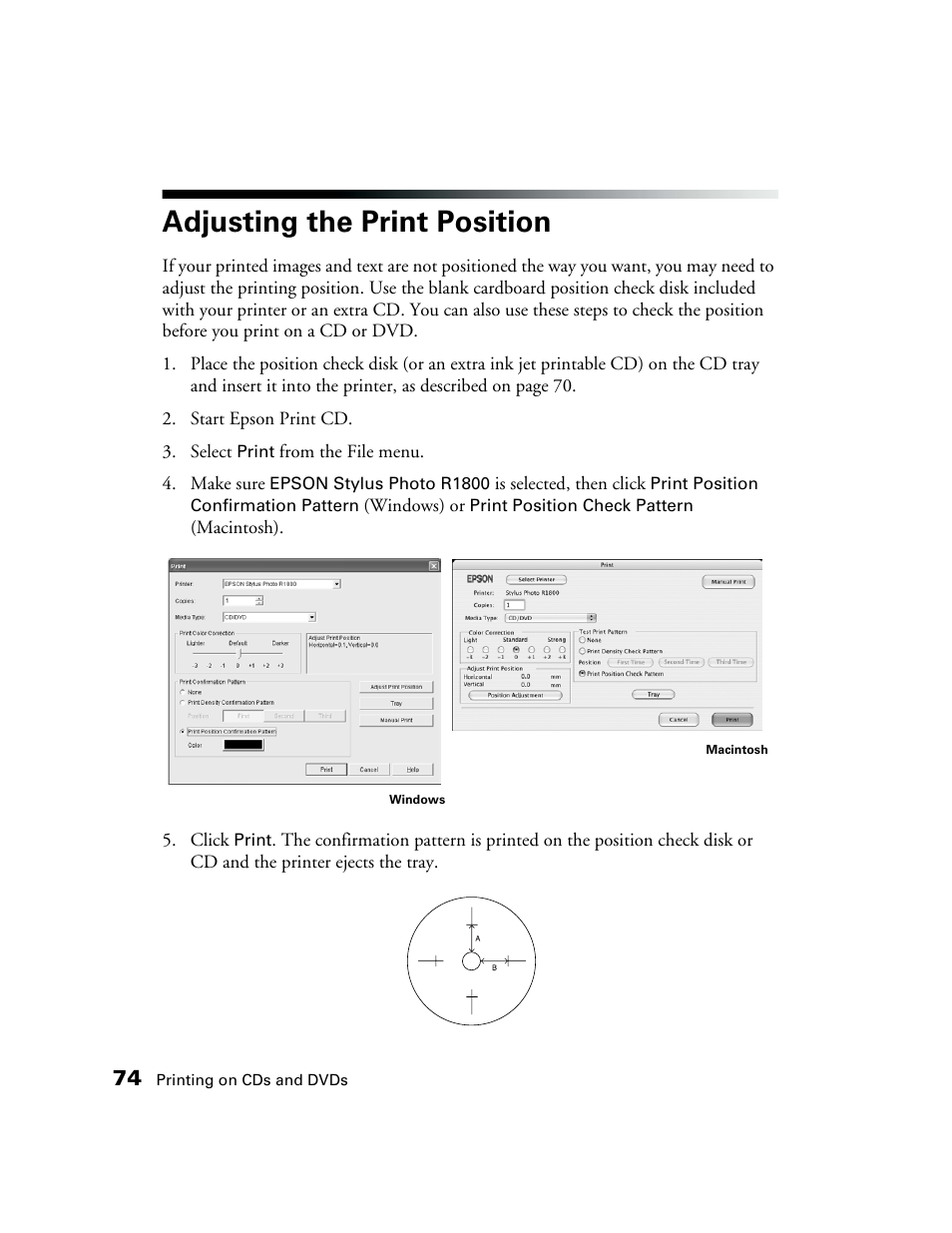 Adjusting the print position | Epson CPD-19345R0 User Manual | Page 74 / 119