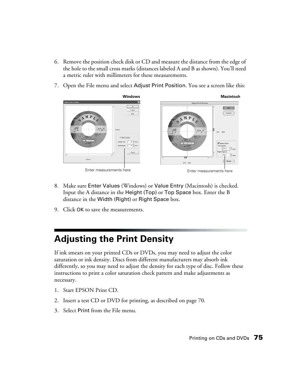 Adjusting the print density | Epson CPD-19345R0 User Manual | Page 75 / 119