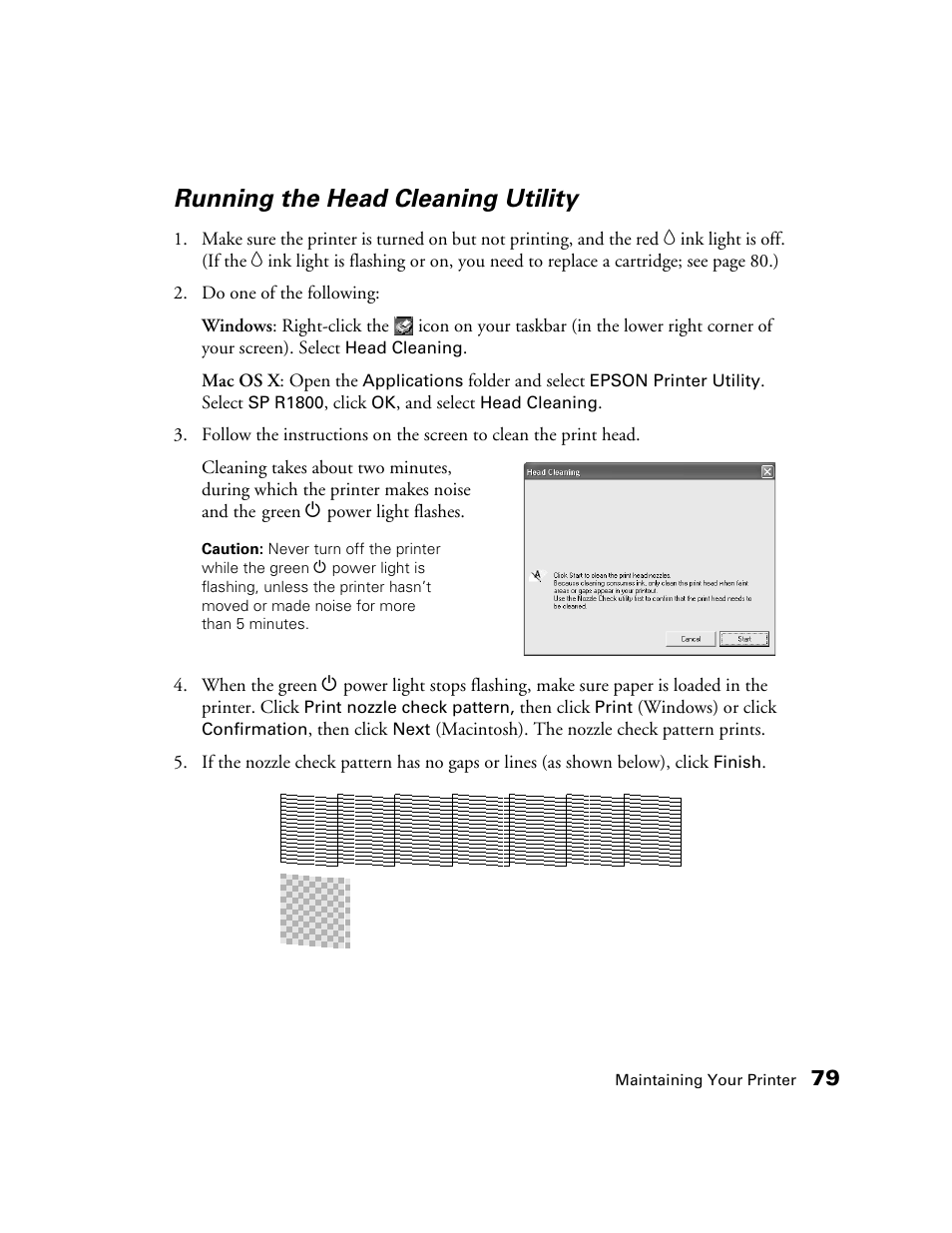 Running the head cleaning utility | Epson CPD-19345R0 User Manual | Page 79 / 119