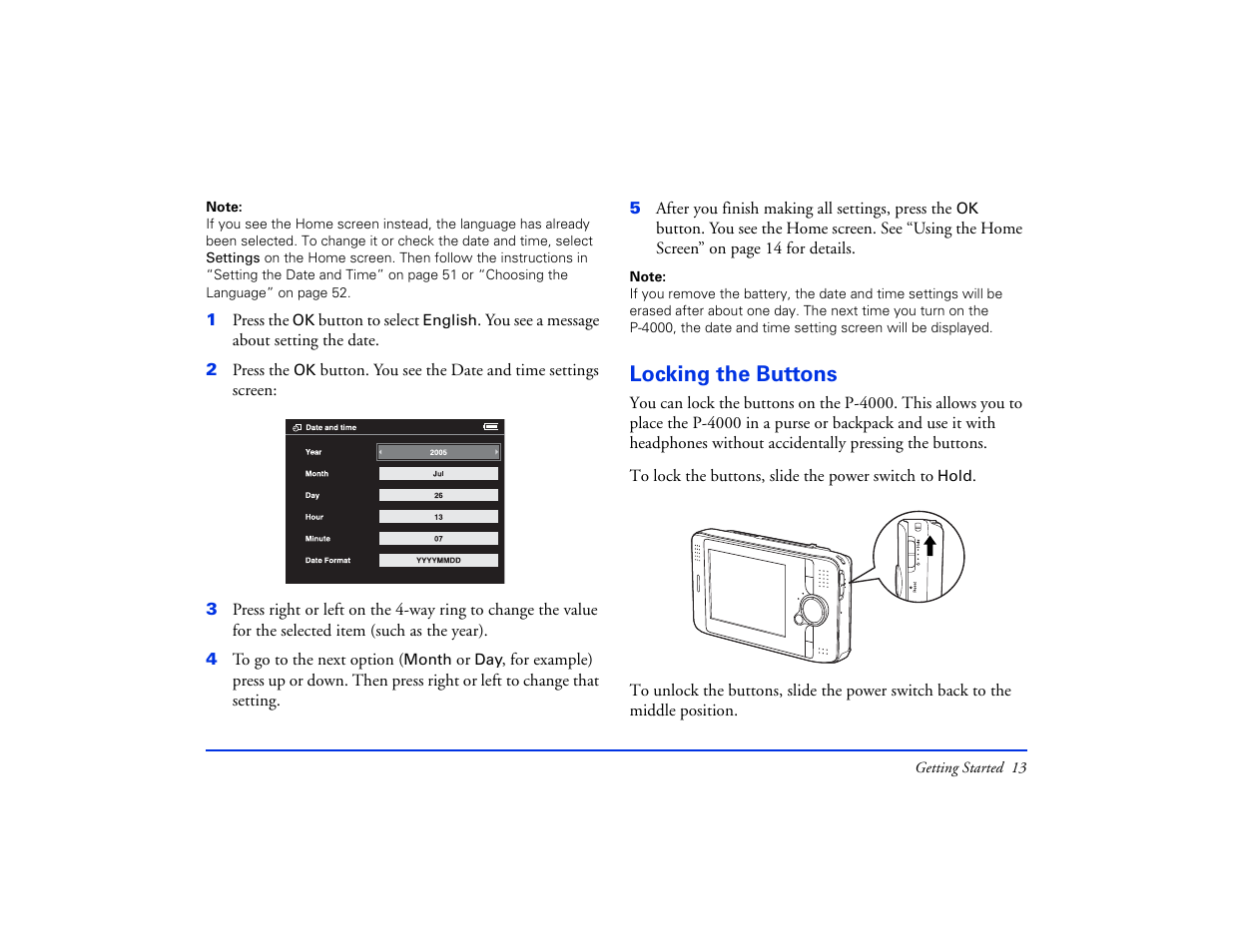 Locking the buttons | Epson Multimedia Storage Viewer P-4000 User Manual | Page 13 / 74