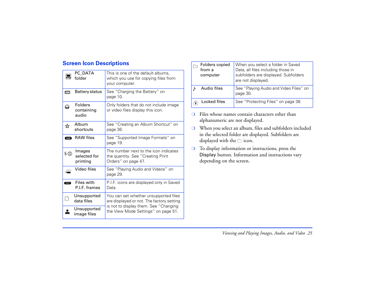 Screen icon descriptions | Epson Multimedia Storage Viewer P-4000 User Manual | Page 25 / 74