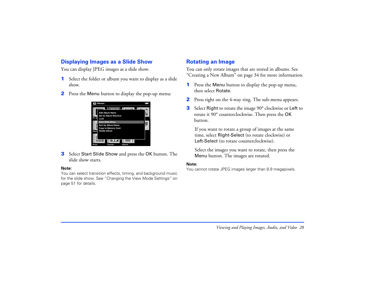 Displaying images as a slide show, Rotating an image | Epson Multimedia Storage Viewer P-4000 User Manual | Page 28 / 74