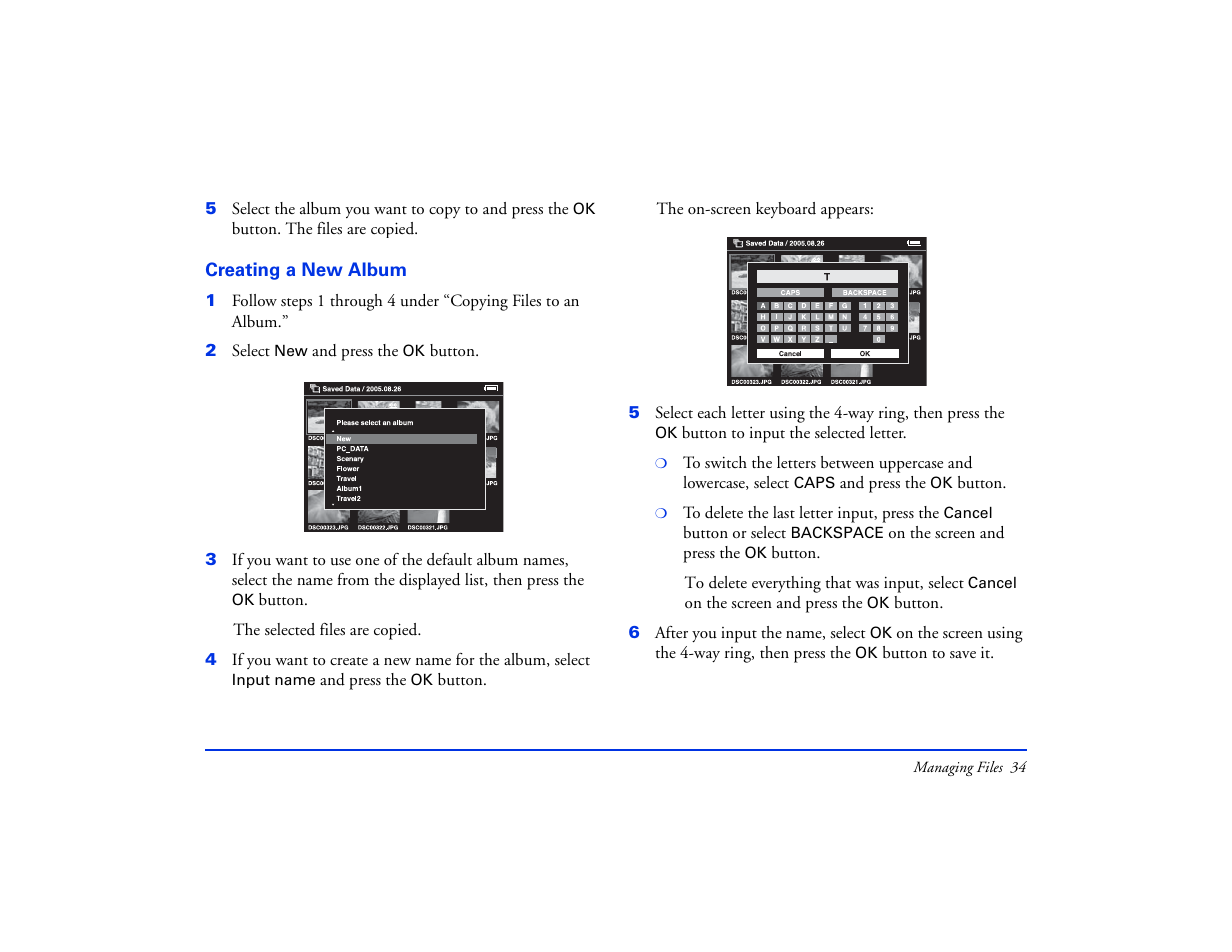 Creating a new album | Epson Multimedia Storage Viewer P-4000 User Manual | Page 34 / 74