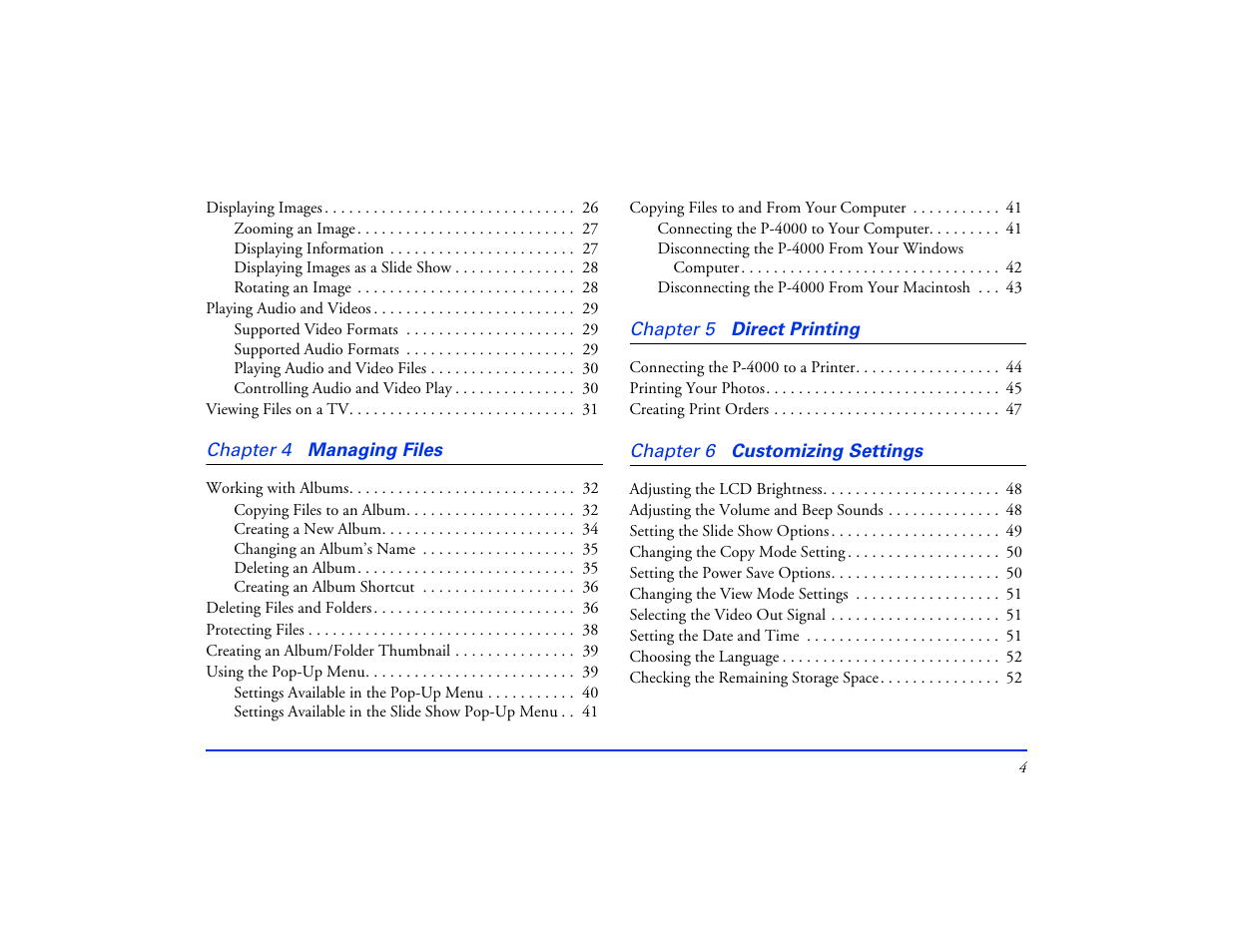 Epson Multimedia Storage Viewer P-4000 User Manual | Page 4 / 74