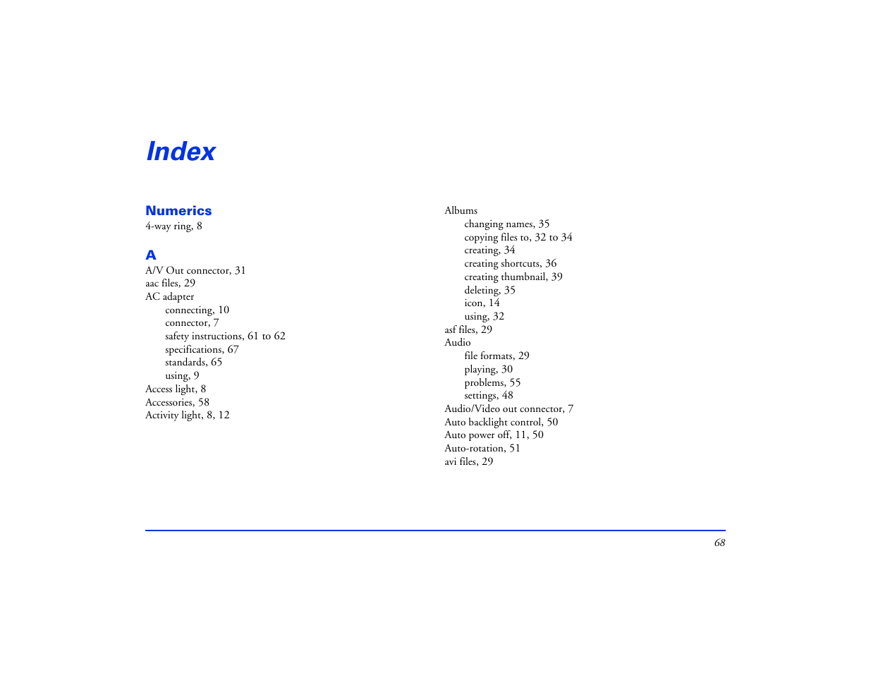 Index | Epson Multimedia Storage Viewer P-4000 User Manual | Page 68 / 74